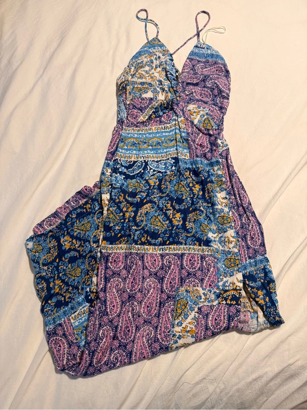 Zara Blue & Lavender Paisley Maxi Dress